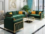 WOODZ 6 seater Classic green sofa design velvet sofa set - Image 2