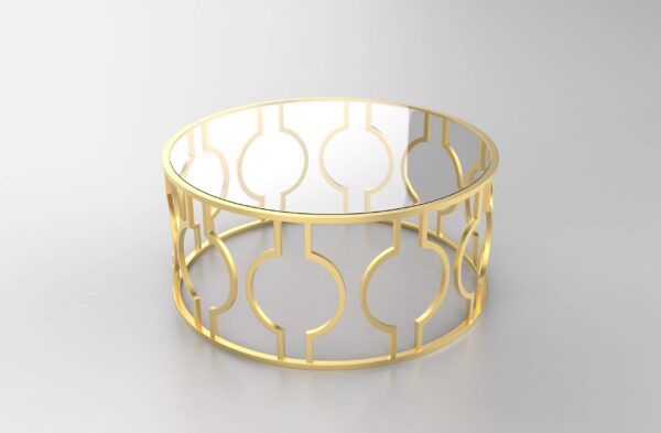 Round Glass Coffee Table for Living room Furniture Aesthetic Room Decor Glass & Brass look sofa table - Image 1