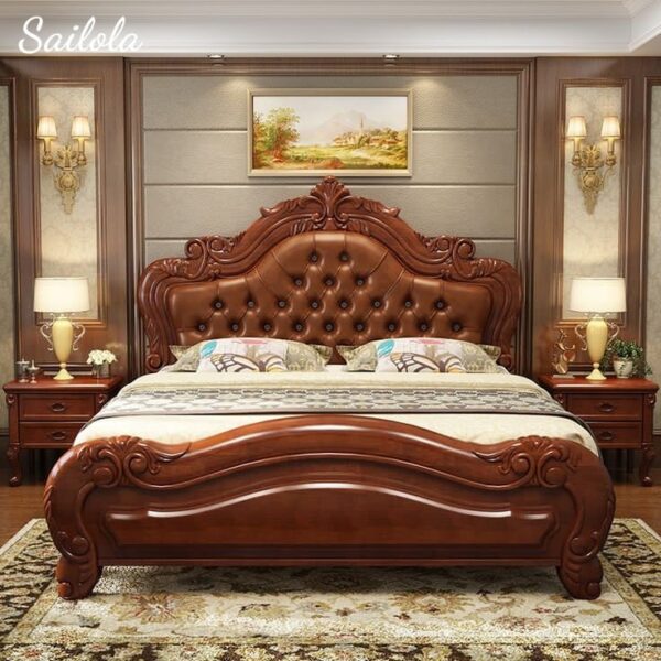 WOODZ Bedroom set Luxury Dark polish Home furniture - Image 1