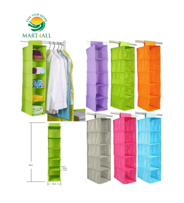 Simple Houseware 5 Shelves Hanging Wardrobe Organizer - Image 1