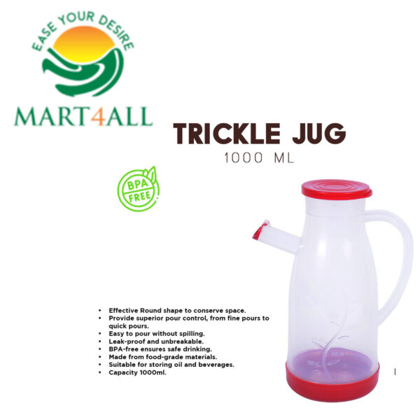 Plastic Jug - Trickle Jug - 1000 ml -  Oil Measuring Tool - Image 1