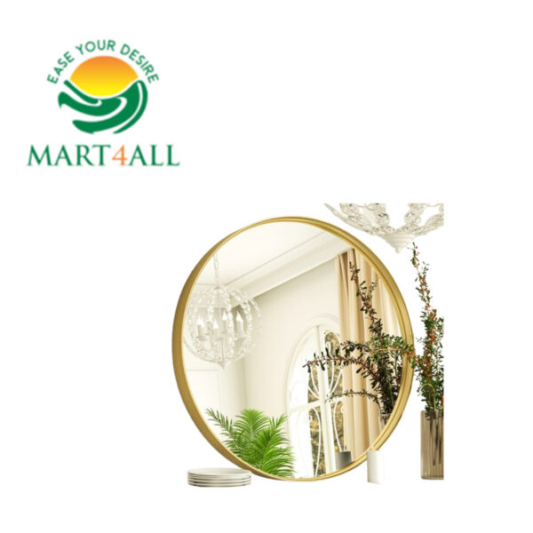 Modern Minimalist Circle Mirror - Aluminum Alloy Metal Frame - 30" - Image 1