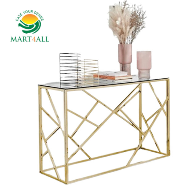 Modern Metallic Console Table - Rectangular UV Top - Home Decor - Image 1