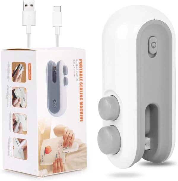 Plastic Bag Sealer Mini Portable USB Heat Bag Sealing Machine - Food Packaging Heat Sealer (2 in 1) Rechargeable - Image 1