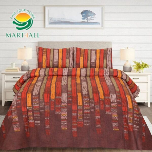 alkaram Printed Bed Sheet – Cotton – Double – King Size – 90″×90″ - Image 1