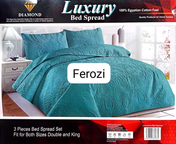 Diamond Luxury Bed Cover - Bed Spread - 3 Pcs Bed Spread Set - Image 3