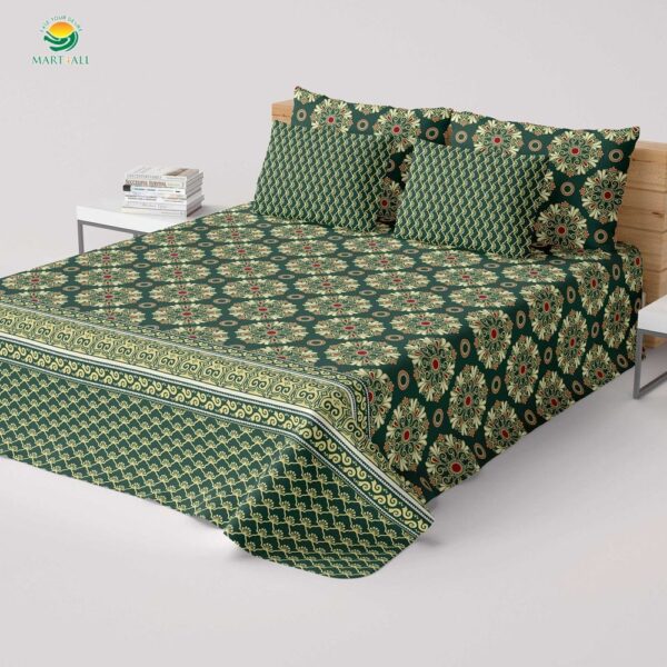 Salonika Printed Bed Sheet – Cotton – Double – King Size – 94″×97″ - Image 1