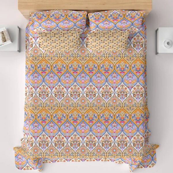 Dynasty Printed Bed Sheet – Cotton – Double – King Size – 94″×98″ - Image 3