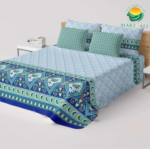 Salonika Printed Bed Sheet – Cotton – Double – King Size – 94″×97″ - Image 1