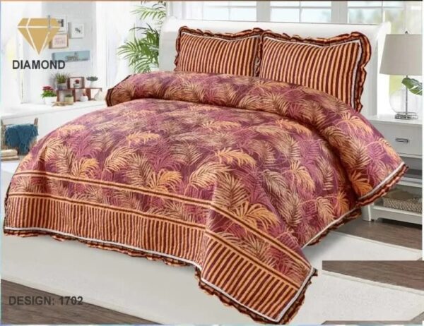 Diamond Luxury Printed Bed Cover – Bed Spread – 3 Pcs Bed Spread Set - Image 1