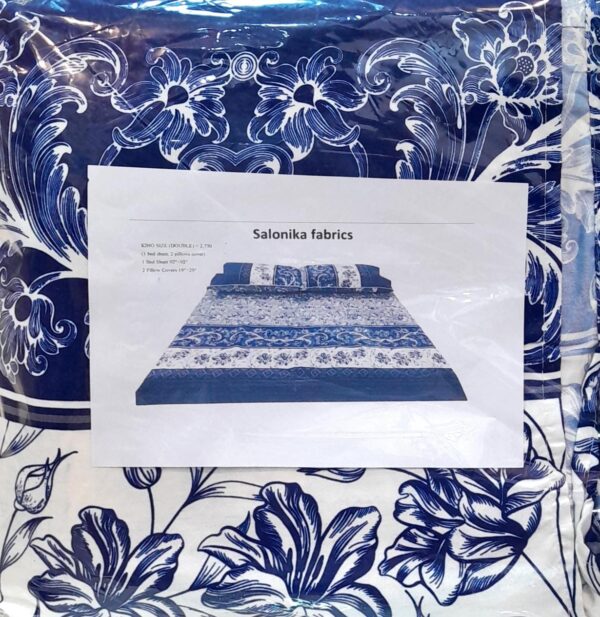 SALONIKA FABRICS Printed Bed Sheet – Cotton – Double – King Size – 92″×92″ - Image 1