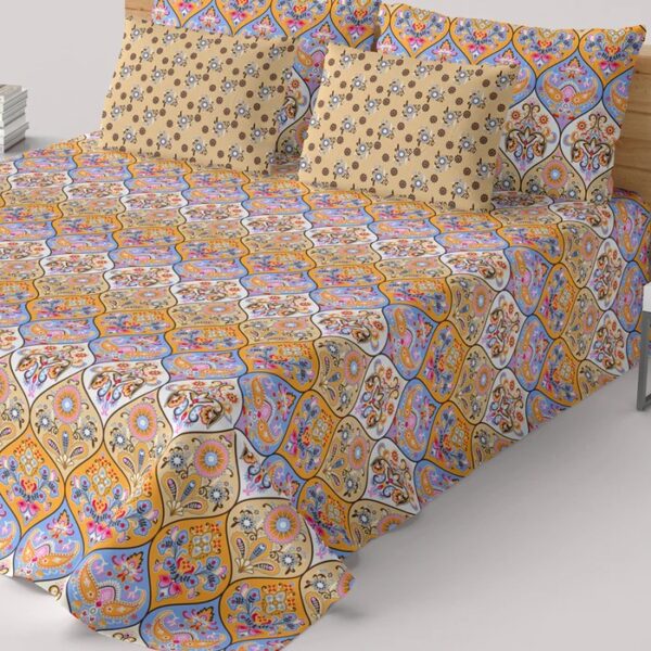 Dynasty Printed Bed Sheet – Cotton – Double – King Size – 94″×98″ - Image 6