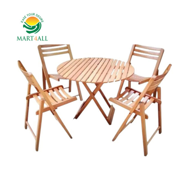 Folding Wooden Set 4 CHAIRS & 1 TABLE - Image 1